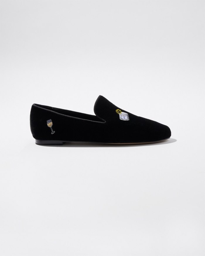 Chicos Velvet Embroidered Loafers - Black Chicos Velvet Embroidered Loafers - Black