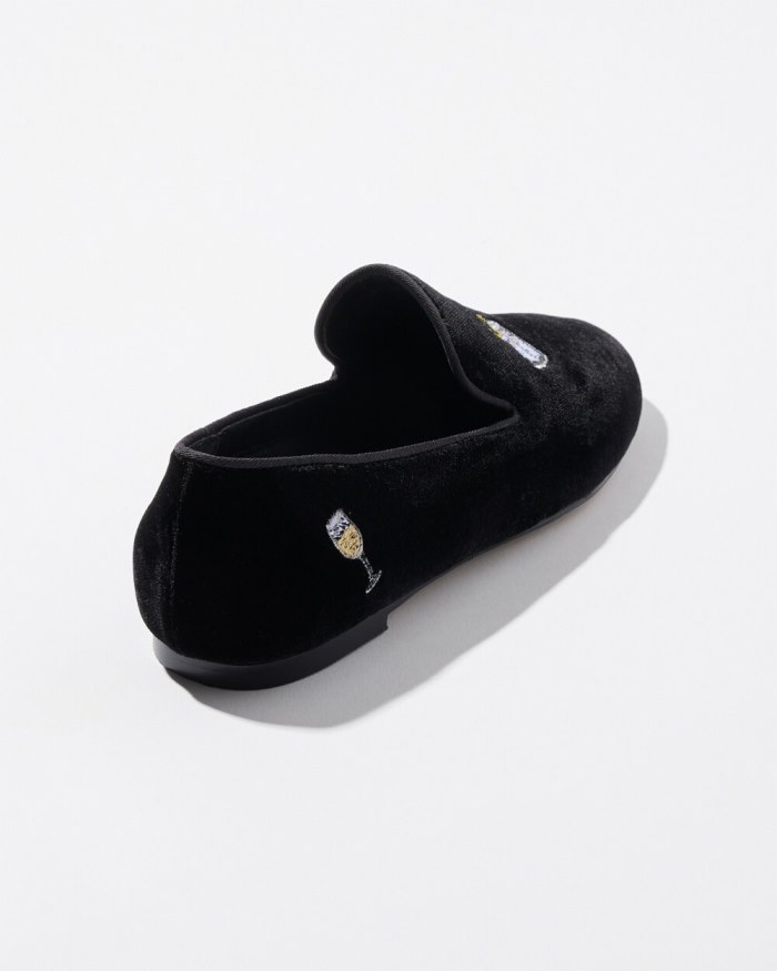 Chicos Velvet Embroidered Loafers - Black Chicos Velvet Embroidered Loafers - Black