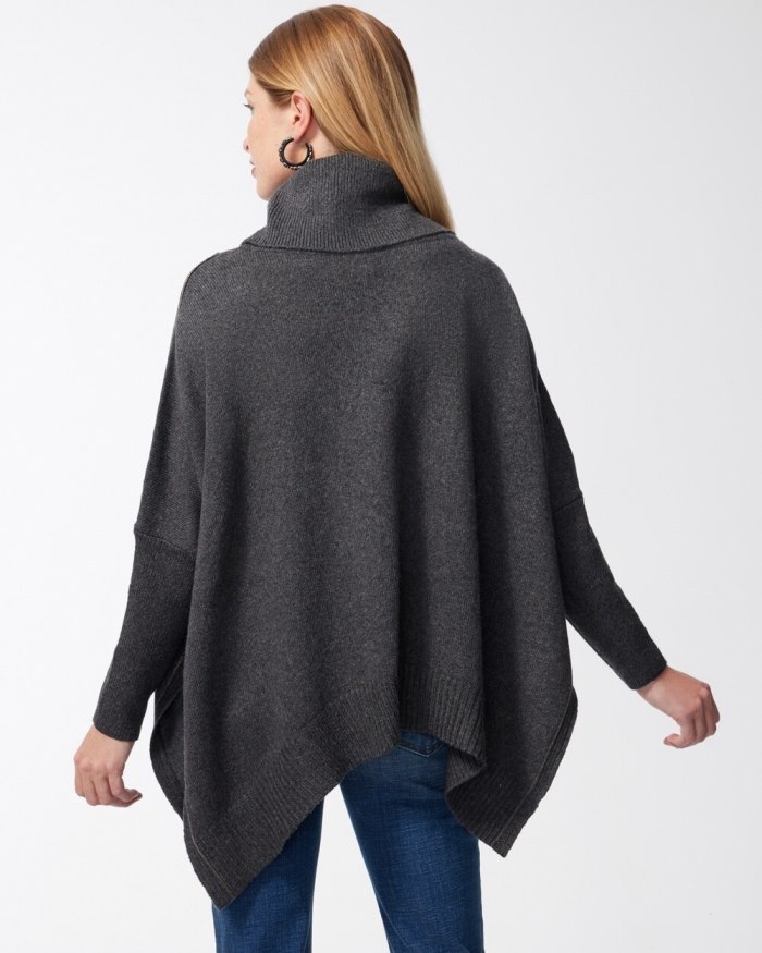 Chicos Ball Chain Knit Poncho - Graphite Heather Gray Chicos Ball Chain Knit Poncho - Graphite Heather Gray