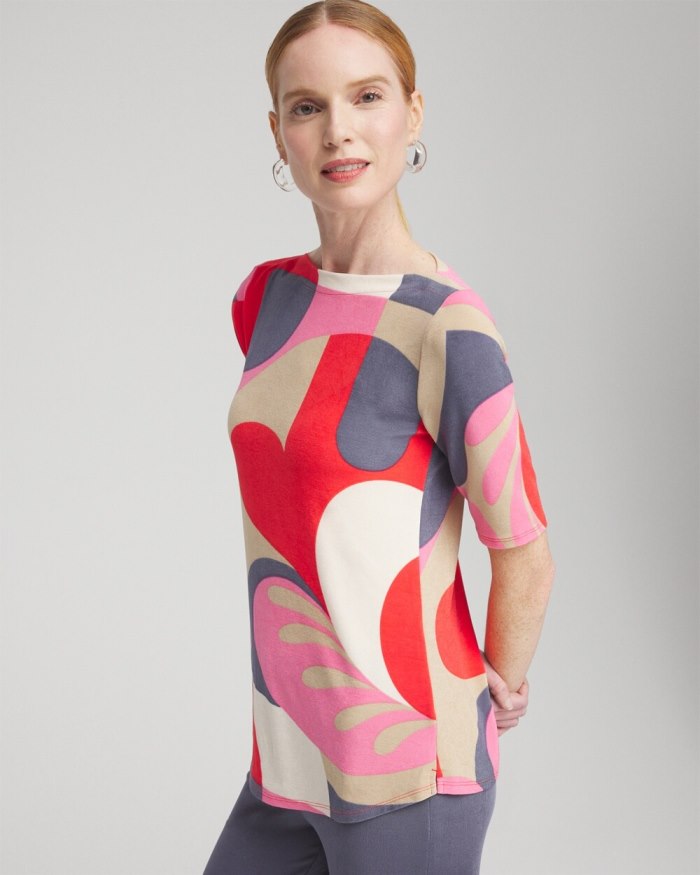 Chicos Travelers Modern Elbow Sleeve Top - Watermelon Punch Chicos Travelers Modern Elbow Sleeve Top - Watermelon Punch