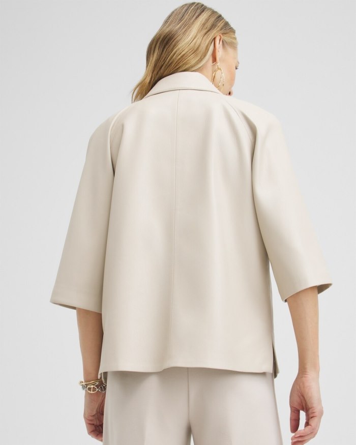 Chicos Faux Leather Shacket - Soft Almond Chicos Faux Leather Shacket - Soft Almond