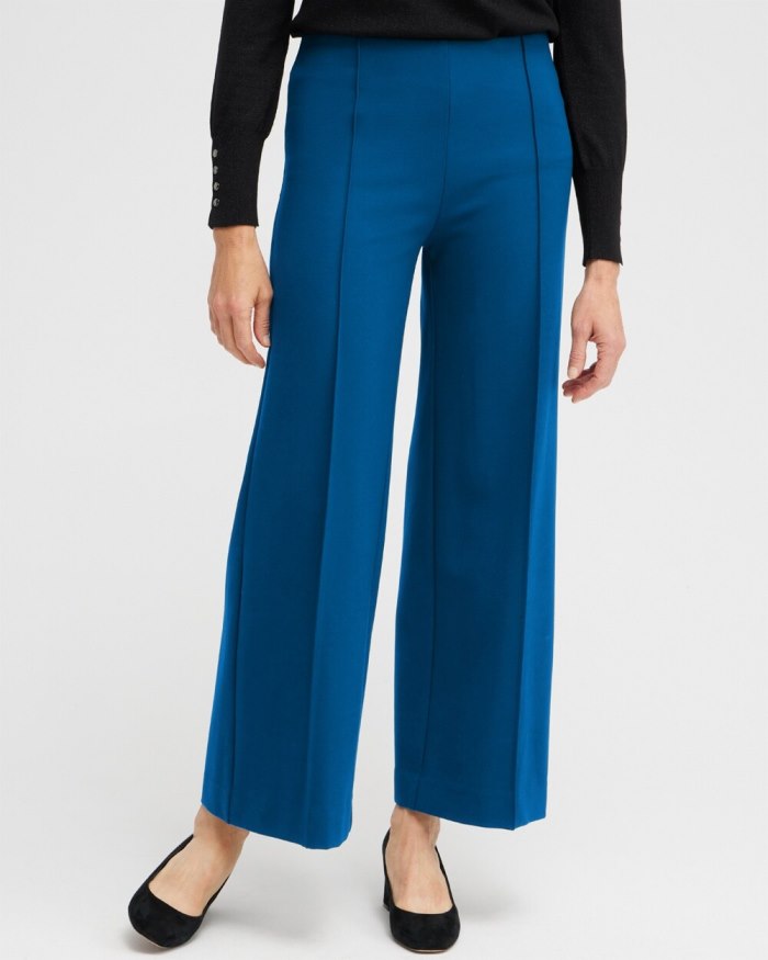 Chicos Ponte Pintuck Wide Leg Ankle Pants - Cosmic Cobalt Chicos Ponte Pintuck Wide Leg Ankle Pants - Cosmic Cobalt