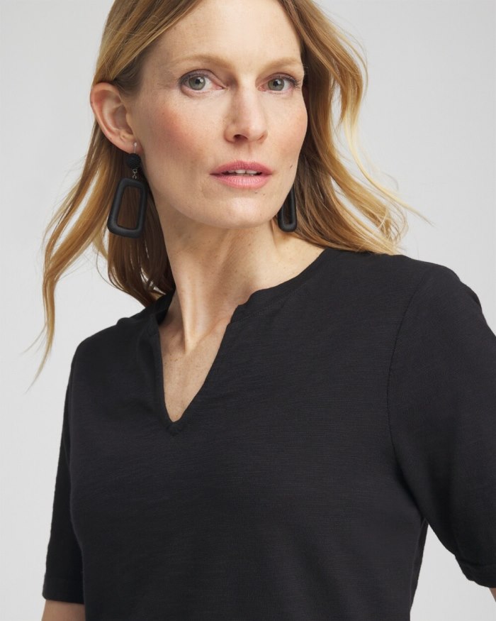 Chicos Notch Neck Tee - Alabaster Chicos Notch Neck Tee - Alabaster
