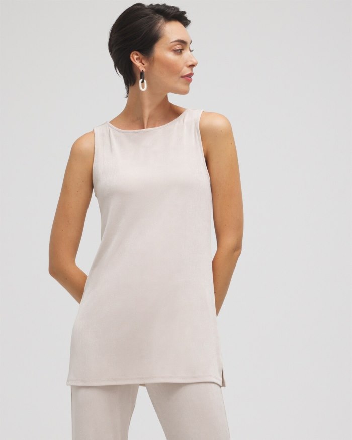 Chicos Travelers Side Slit Tank - Smokey Taupe Chicos Travelers Side Slit Tank - Smokey Taupe