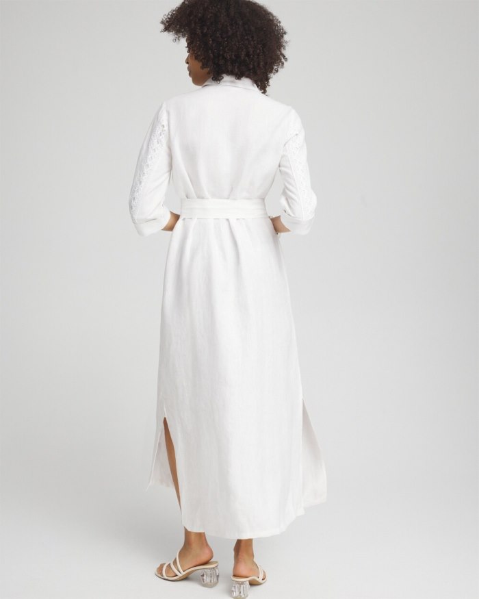 Chicos Linen Lace Shirt Dress - Alabaster Chicos Linen Lace Shirt Dress - Alabaster