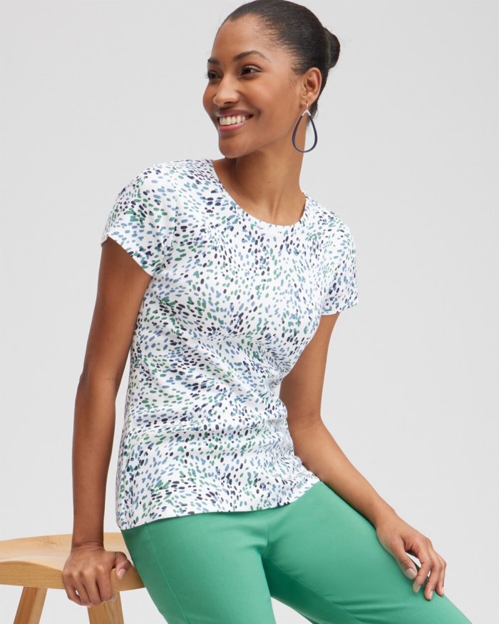 Chicos Dot Print Cap Sleeve Tee - Alabaster Chicos Dot Print Cap Sleeve Tee - Alabaster