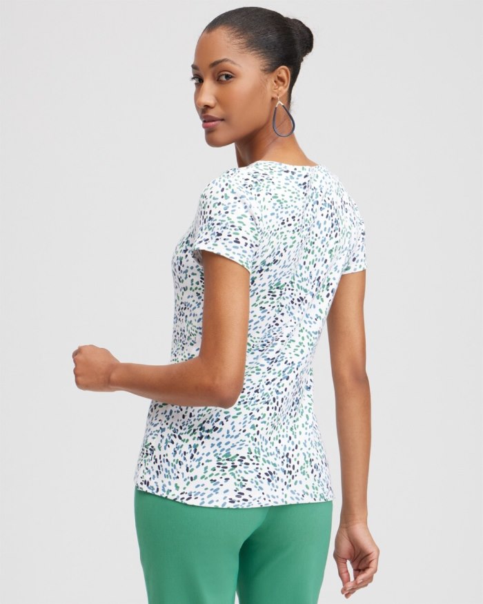 Chicos Dot Print Cap Sleeve Tee - Alabaster Chicos Dot Print Cap Sleeve Tee - Alabaster