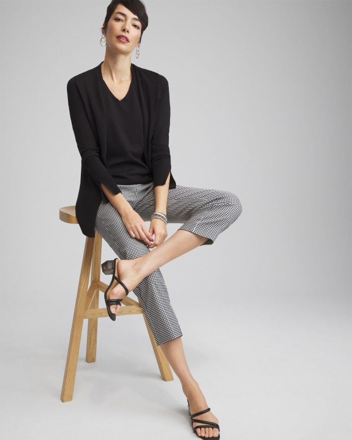 Chicos Juliet Gingham Straight Crops - Black/Alabaster Chicos Juliet Gingham Straight Crops - Black/Alabaster