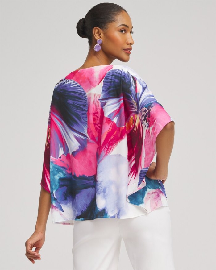 Chicos Floral Watercolor Poncho - Classic Navy Chicos Floral Watercolor Poncho - Classic Navy