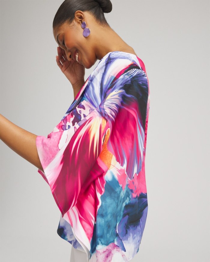 Chicos Floral Watercolor Poncho - Classic Navy Chicos Floral Watercolor Poncho - Classic Navy