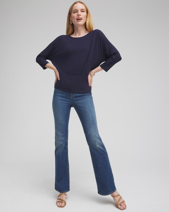 Chicos Touch of Cool Banded Hem Top - Classic Navy Chicos Touch of Cool Banded Hem Top - Classic Navy
