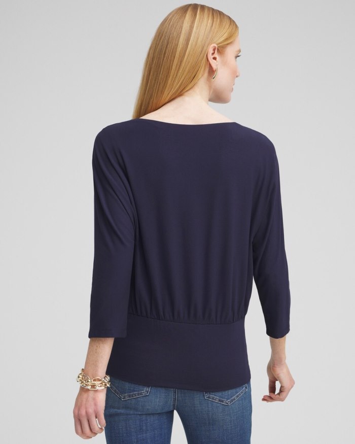 Chicos Touch of Cool Banded Hem Top - Classic Navy Chicos Touch of Cool Banded Hem Top - Classic Navy