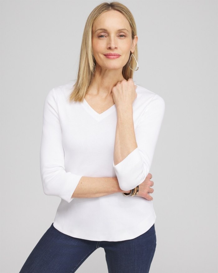 Chicos Everyday 3/4 Sleeve Tee - Alabaster Chicos Everyday 3/4 Sleeve Tee - Alabaster
