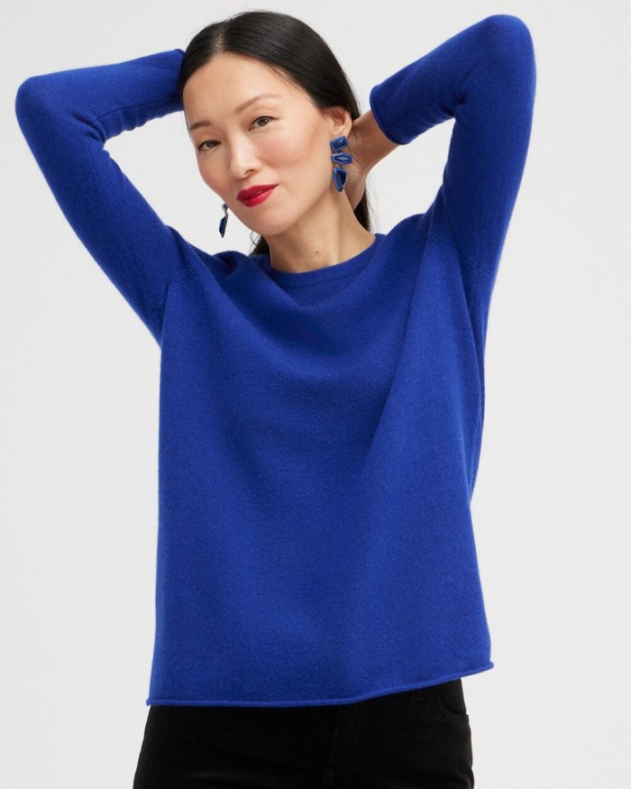 Chicos Cashmere Crew Neck Sweater - Blue Chicos Cashmere Crew Neck Sweater - Blue