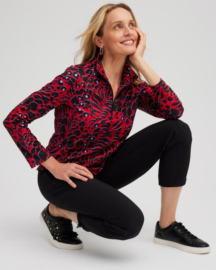 Chicos Zenergy UPF Animal Print Long Sleeve Top - Love Letter Red Chicos Zenergy UPF Animal Print Long Sleeve Top - Love Letter Red