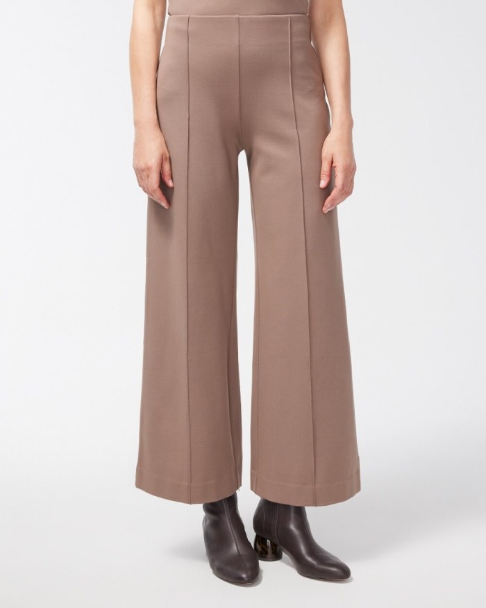 Chicos Ponte Pintuck Wide Leg Ankle Pants - Taupe Chicos Ponte Pintuck Wide Leg Ankle Pants - Taupe