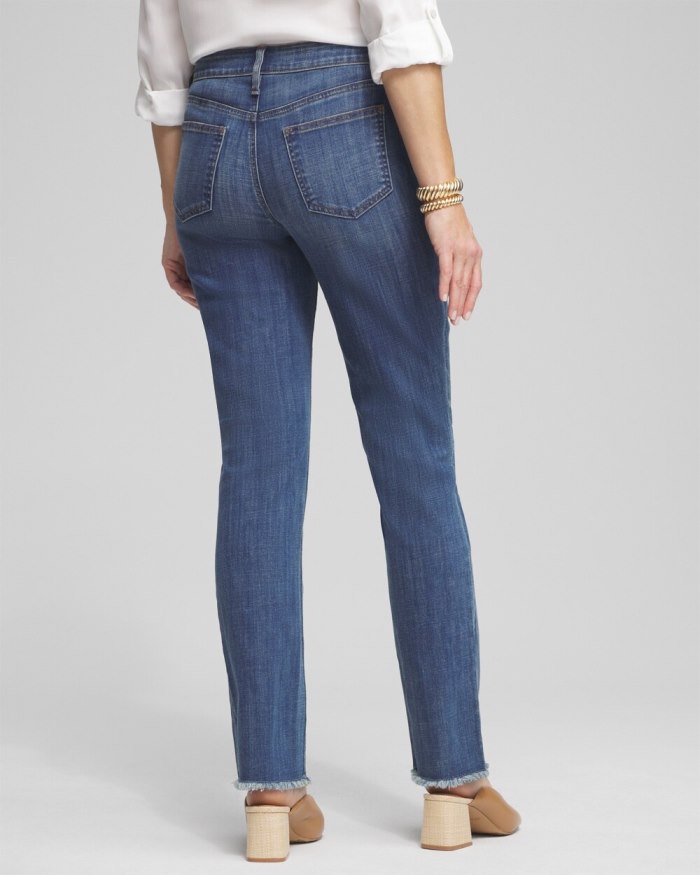 Chicos Girlfriend Fray Hem Jeans - Royal Street Indigo Chicos Girlfriend Fray Hem Jeans - Royal Street Indigo