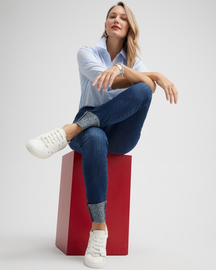 Chicos Stone Cuff Pull-on Jeggings - Castor Street Indigo Chicos Stone Cuff Pull-on Jeggings - Castor Street Indigo