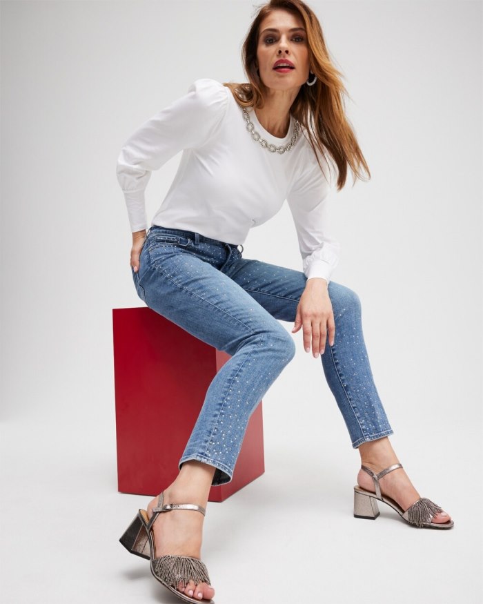Chicos Girlfriend Scattered Stone Ankle Jeans - Cambridge Indigo Chicos Girlfriend Scattered Stone Ankle Jeans - Cambridge Indigo