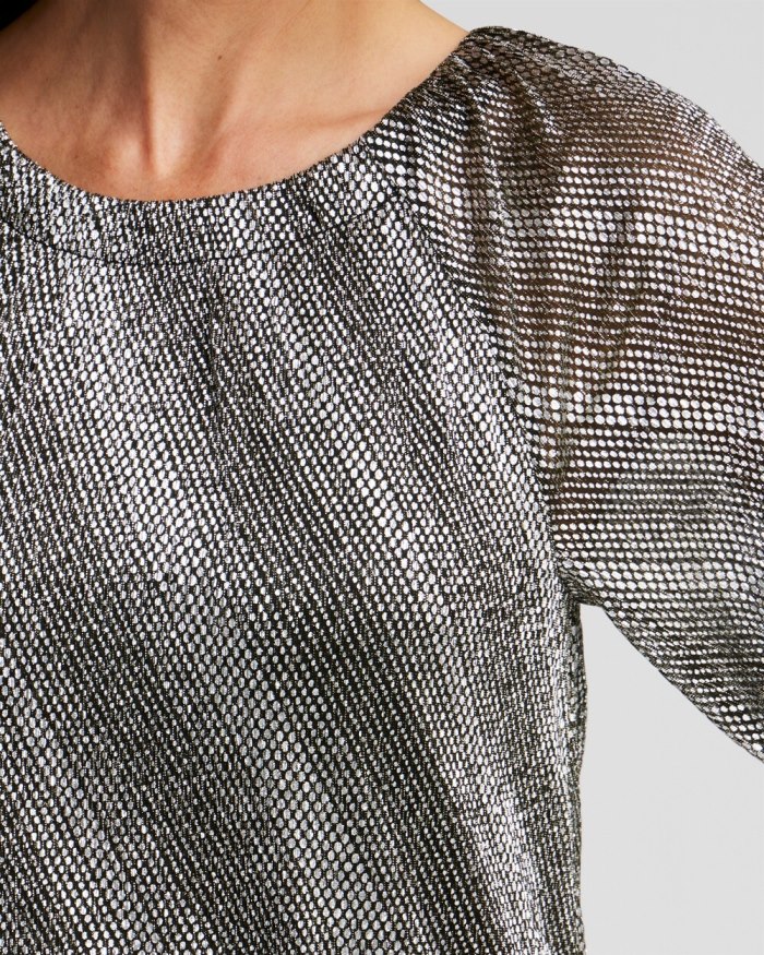 Chicos Dot Print Foil Crinkle Tee - Gold Chicos Dot Print Foil Crinkle Tee - Gold
