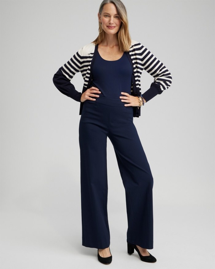 Chicos Mixed Stripe Cardigan - Classic Navy Chicos Mixed Stripe Cardigan - Classic Navy