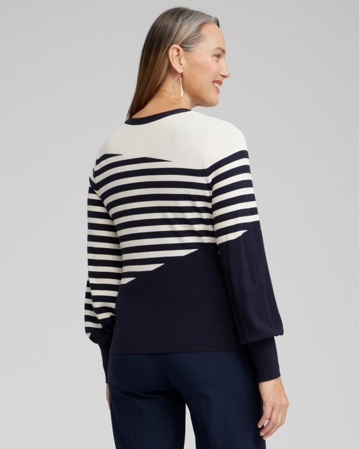 Chicos Mixed Stripe Cardigan - Classic Navy Chicos Mixed Stripe Cardigan - Classic Navy