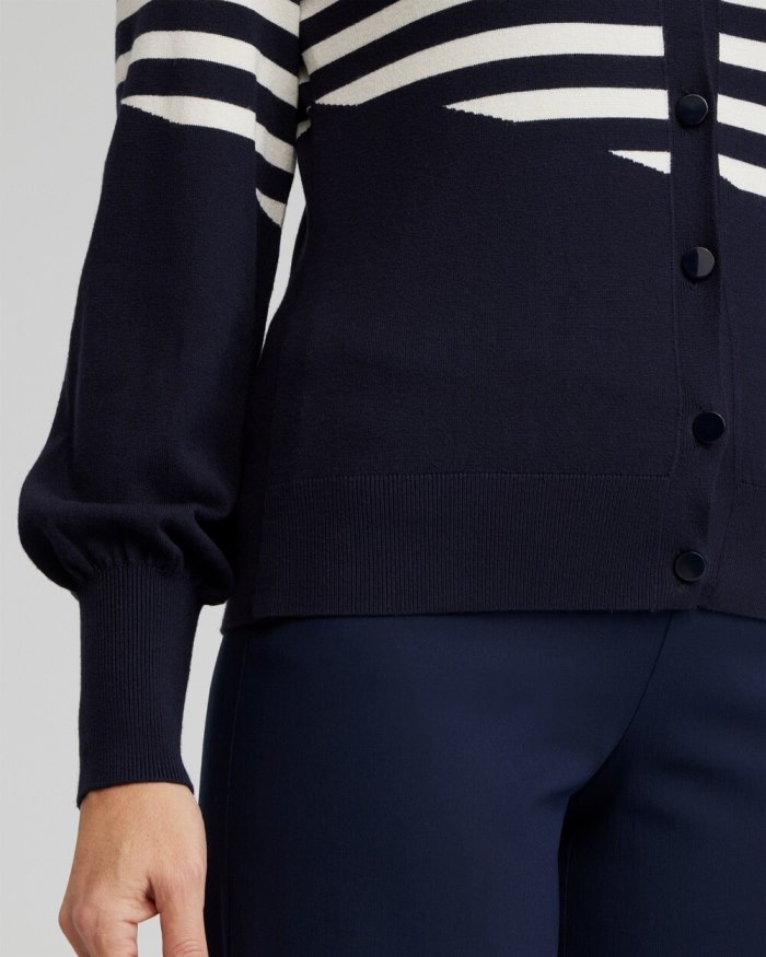 Chicos Mixed Stripe Cardigan - Classic Navy Chicos Mixed Stripe Cardigan - Classic Navy