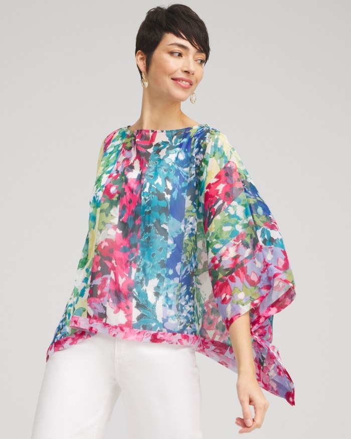 Chicos Mixed Floral Poncho - Classic Navy Chicos Mixed Floral Poncho - Classic Navy