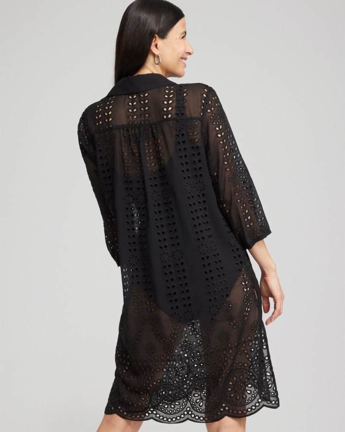 Chicos Shirt Dress Swim Coverup - Black Chicos Shirt Dress Swim Coverup - Black