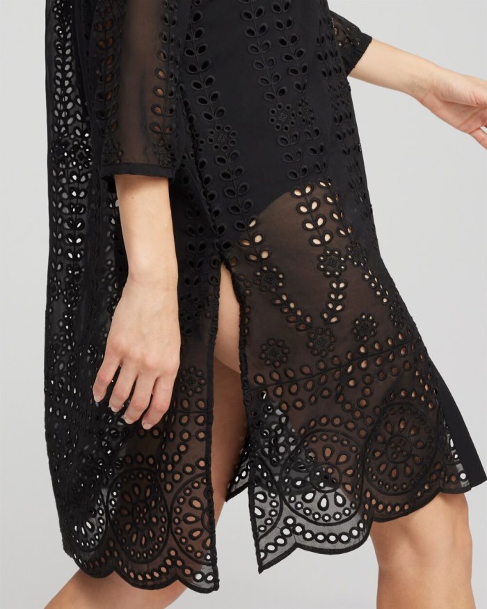 Chicos Shirt Dress Swim Coverup - Black Chicos Shirt Dress Swim Coverup - Black