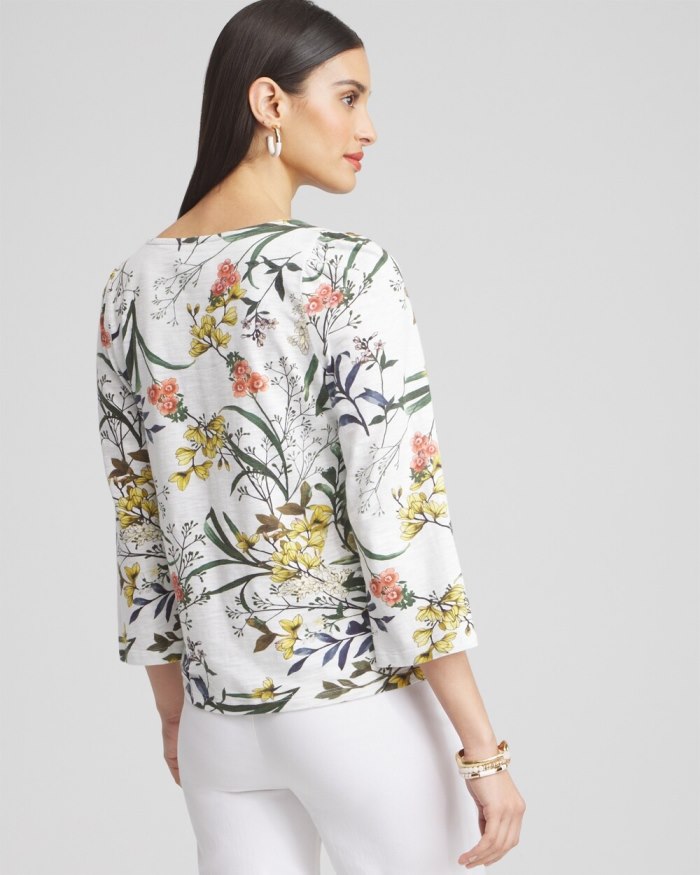 Chicos Floral Square Neck Bell Sleeve Top - Alabaster Chicos Floral Square Neck Bell Sleeve Top - Alabaster