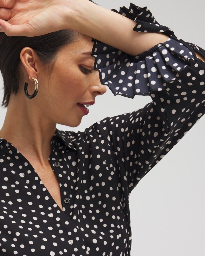 Chicos Twill Polka Dot Shirt Dress - Black Chicos Twill Polka Dot Shirt Dress - Black