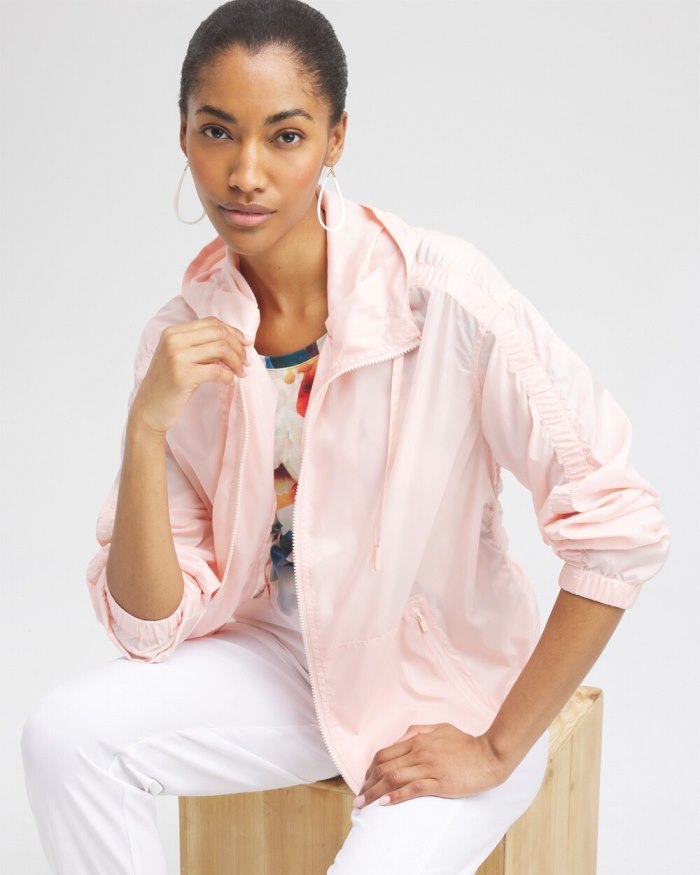 Chicos Zenergy Shirred Sleeve Jacket - Porcelain Rose Chicos Zenergy Shirred Sleeve Jacket - Porcelain Rose