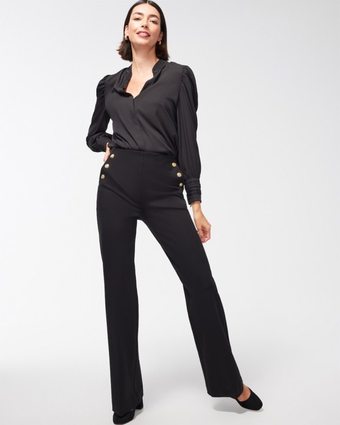 Chicos Ponte Button Flare Pants - Wild Poppy Chicos Ponte Button Flare Pants - Wild Poppy