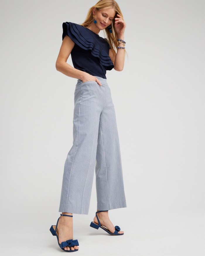 Chicos Brigitte Stripe Wide Leg Crops - PROMENADE Chicos Brigitte Stripe Wide Leg Crops - PROMENADE