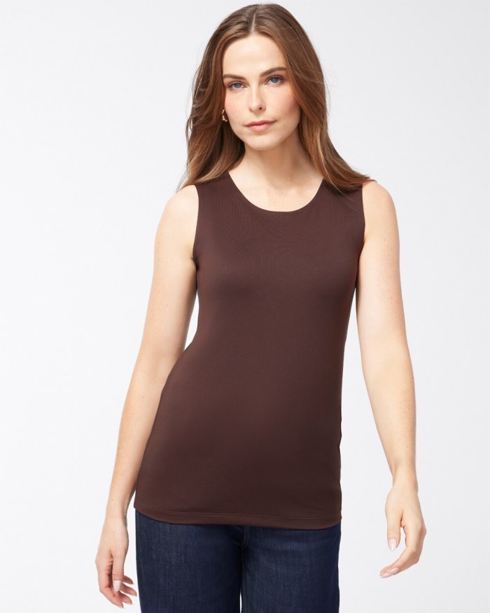 Chicos High Neck Microfiber Tank - Cocoa Bean Chicos High Neck Microfiber Tank - Cocoa Bean