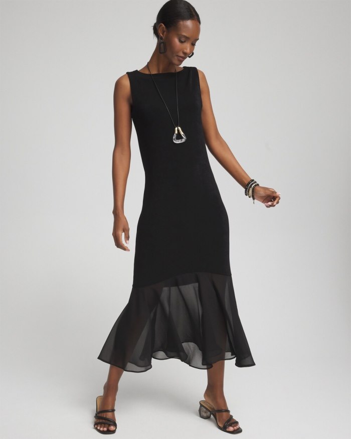 Chicos Travelers Chiffon Hem Dress - Travelers Black Chicos Travelers Chiffon Hem Dress - Travelers Black