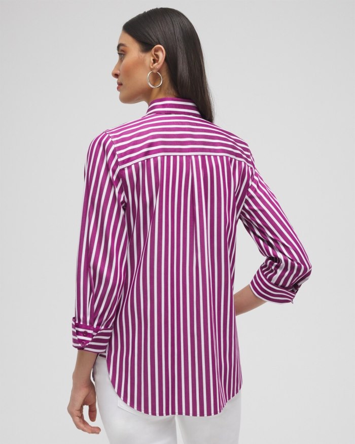 Chicos No Iron Stretch Stripe Shirt - Fresh Plum Chicos No Iron Stretch Stripe Shirt - Fresh Plum