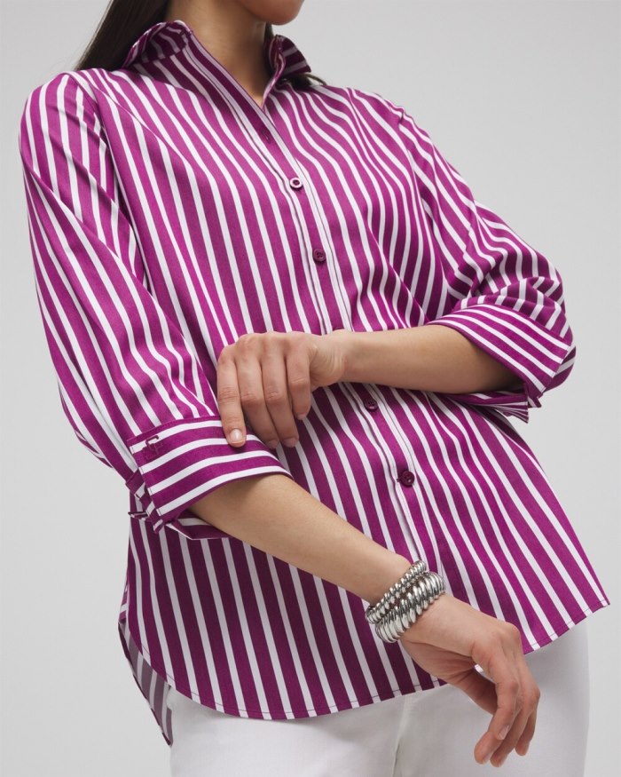 Chicos No Iron Stretch Stripe Shirt - Fresh Plum Chicos No Iron Stretch Stripe Shirt - Fresh Plum