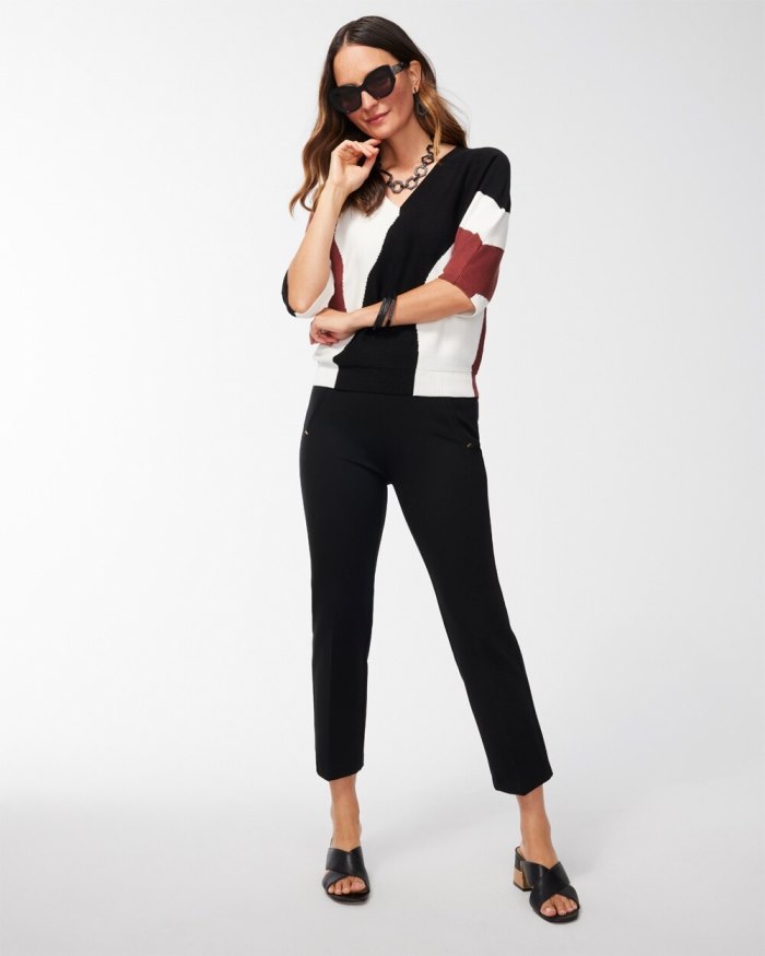 Chicos Juliet Ponte Straight Cropped Pants - Black Chicos Juliet Ponte Straight Cropped Pants - Black