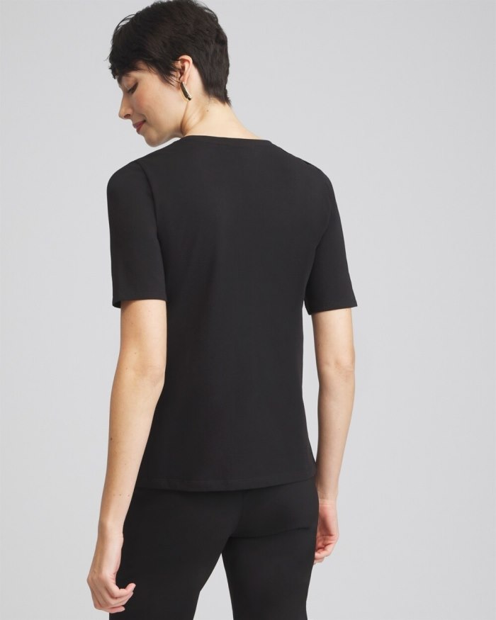 Chicos 3D Ruffle Front Tee - Black Chicos 3D Ruffle Front Tee - Black