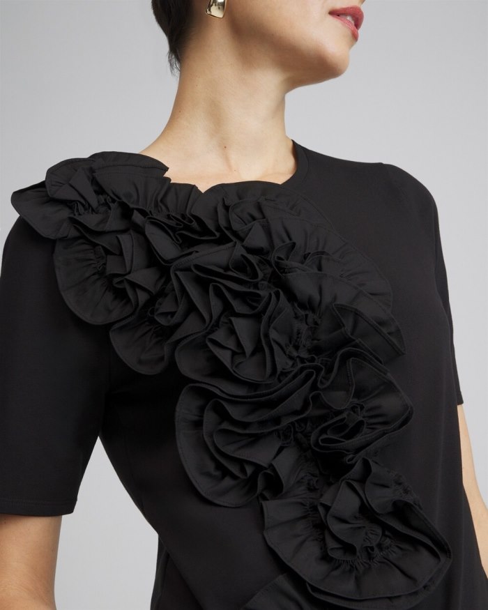 Chicos 3D Ruffle Front Tee - Black Chicos 3D Ruffle Front Tee - Black