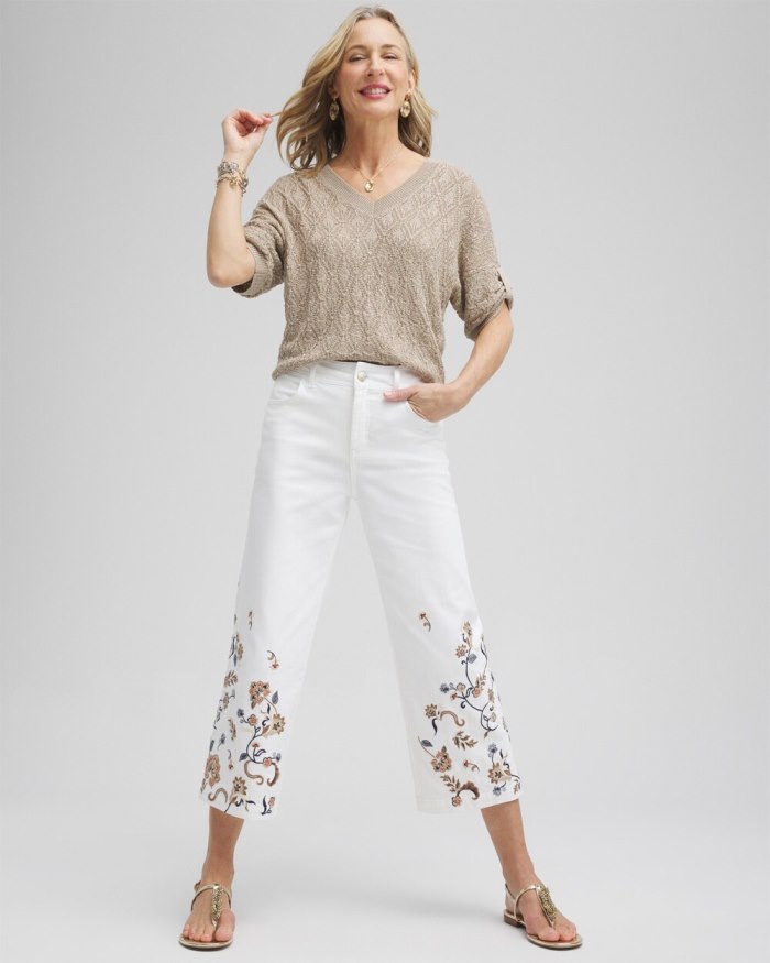 Chicos Mini Sequin Stitch Pullover Sweater - Neutral Chicos Mini Sequin Stitch Pullover Sweater - Neutral
