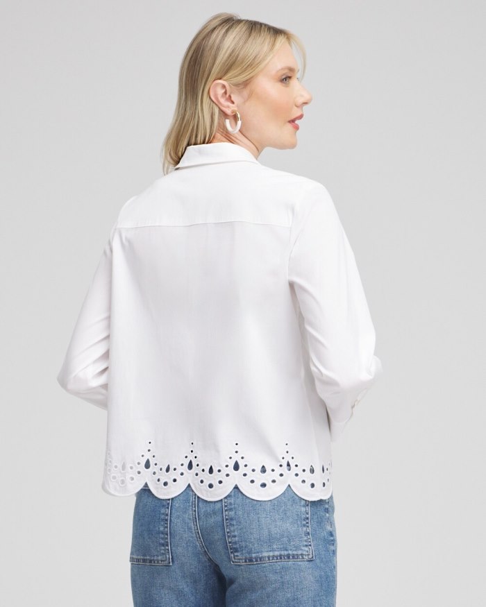 Chicos Poplin Eyelet Hem Shirt - Alabaster Chicos Poplin Eyelet Hem Shirt - Alabaster