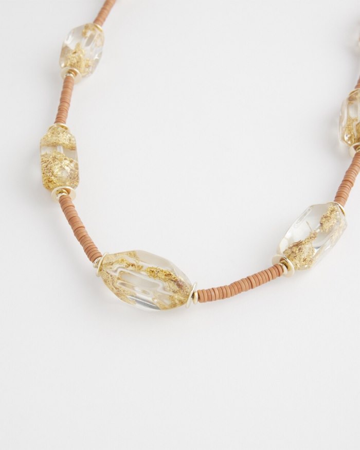 Chicos Lucite Gold Foil Necklace - Brown Chicos Lucite Gold Foil Necklace - Brown