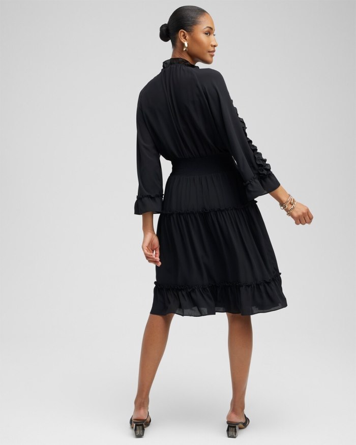 Chicos Ruffle Bell Sleeve Dress - Black Chicos Ruffle Bell Sleeve Dress - Black