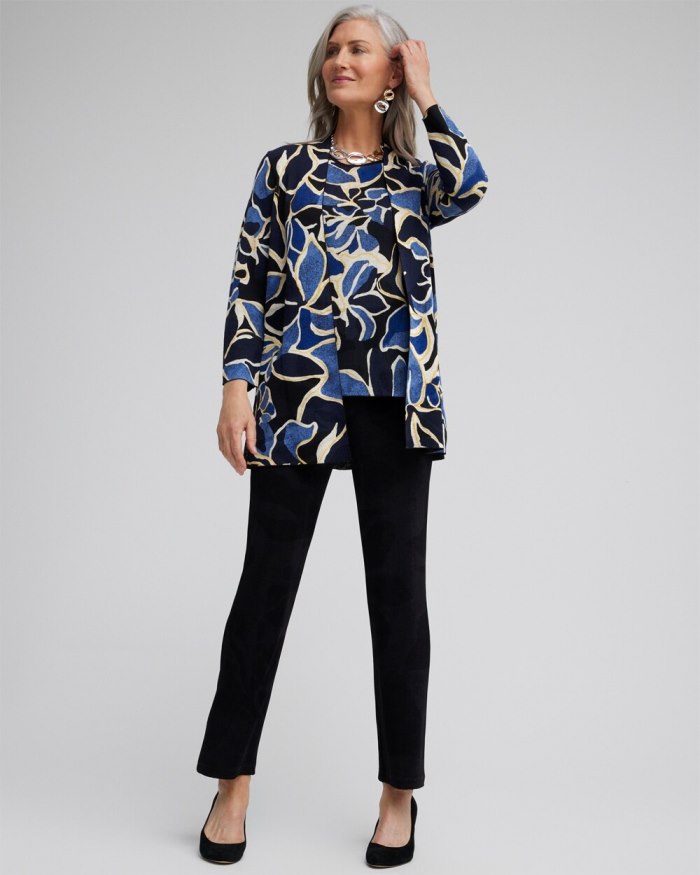 Chicos Travelers Collection Floral Cardigan - Azores Blue Chicos Travelers Collection Floral Cardigan - Azores Blue