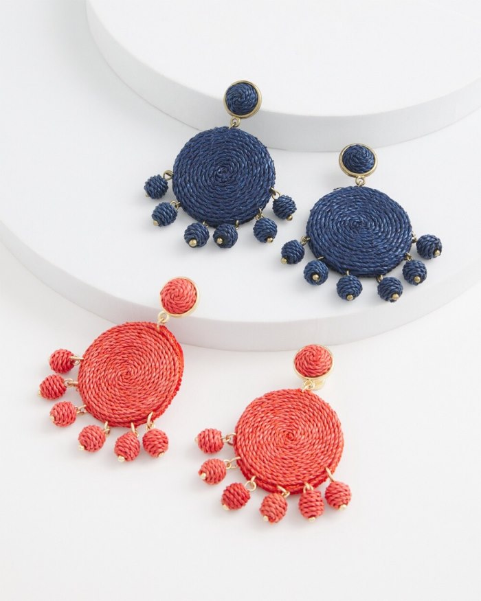 Chicos No Droop Navy Raffia Drop Earrings - Dark Navy Chicos No Droop Navy Raffia Drop Earrings - Dark Navy