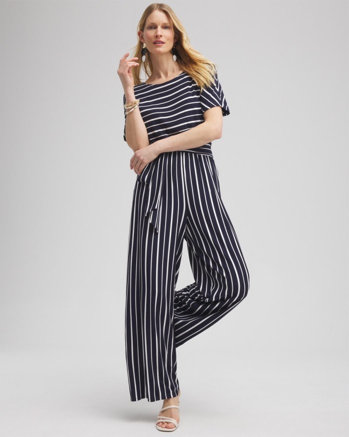Chicos Dolman Stripe Jumpsuit - Classic Navy Chicos Dolman Stripe Jumpsuit - Classic Navy