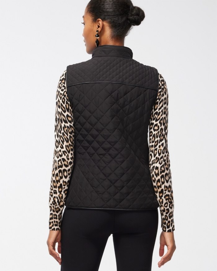 Chicos Rib Trim Quilted Vest - English Cream Chicos Rib Trim Quilted Vest - English Cream